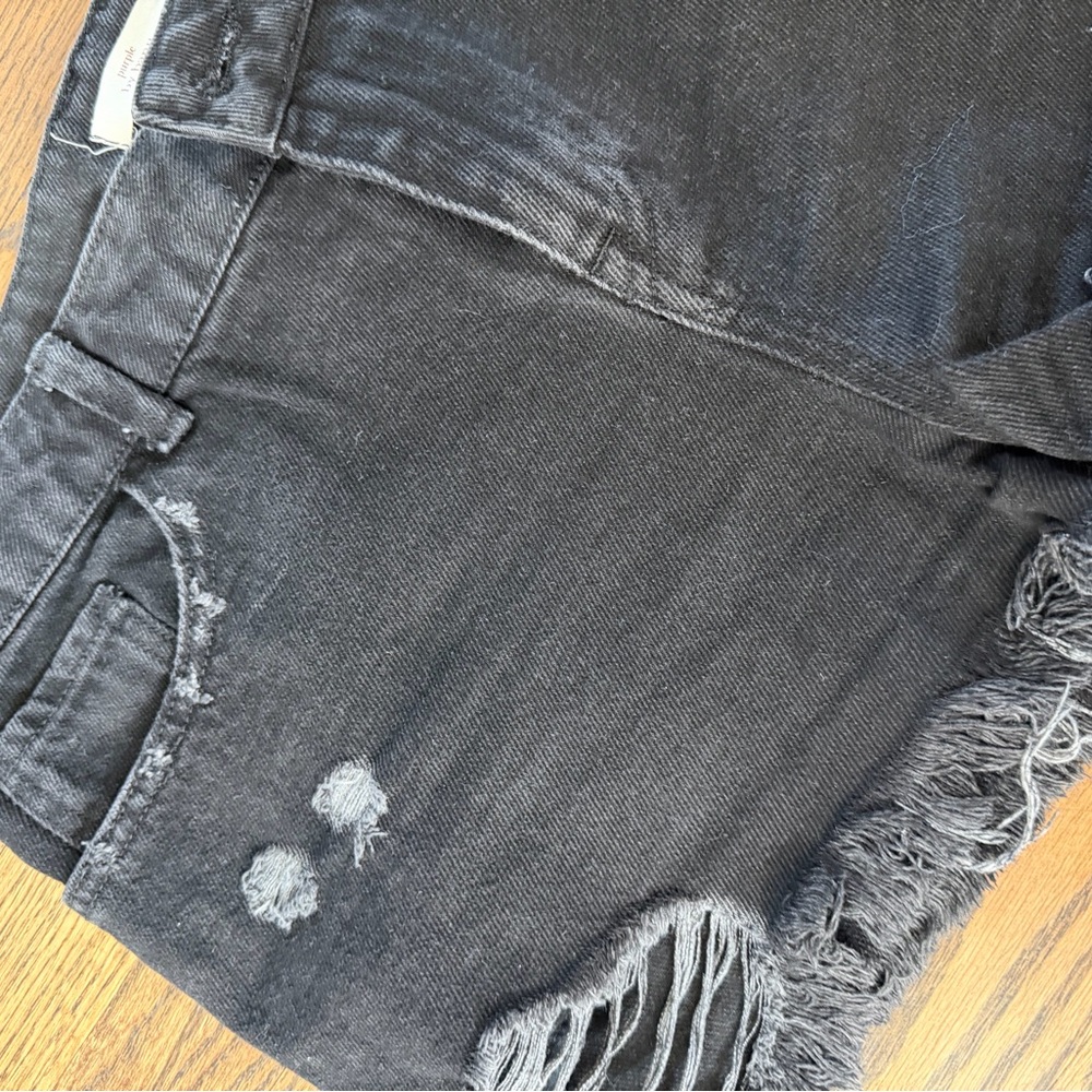 Women's Black Denim Shorts - Picture 4 of 6